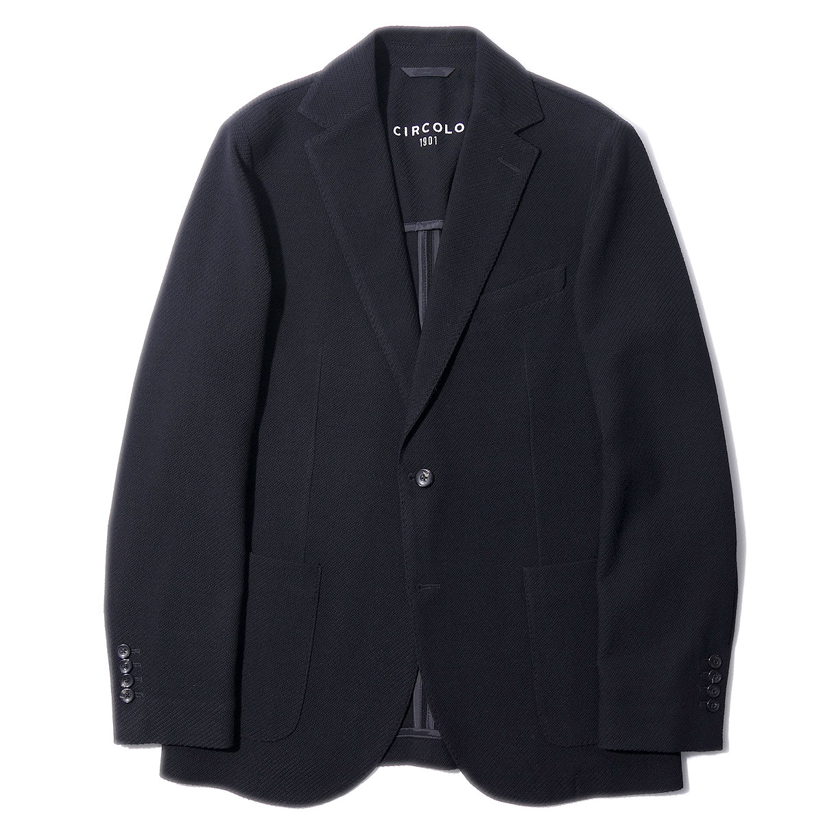 CIRCOLO1901 ジャージージャケット ブラック 裏起毛 フランネル 44 CIRCOLO1901 ジャージージャケット ブラック 裏起毛 フランネル 44
