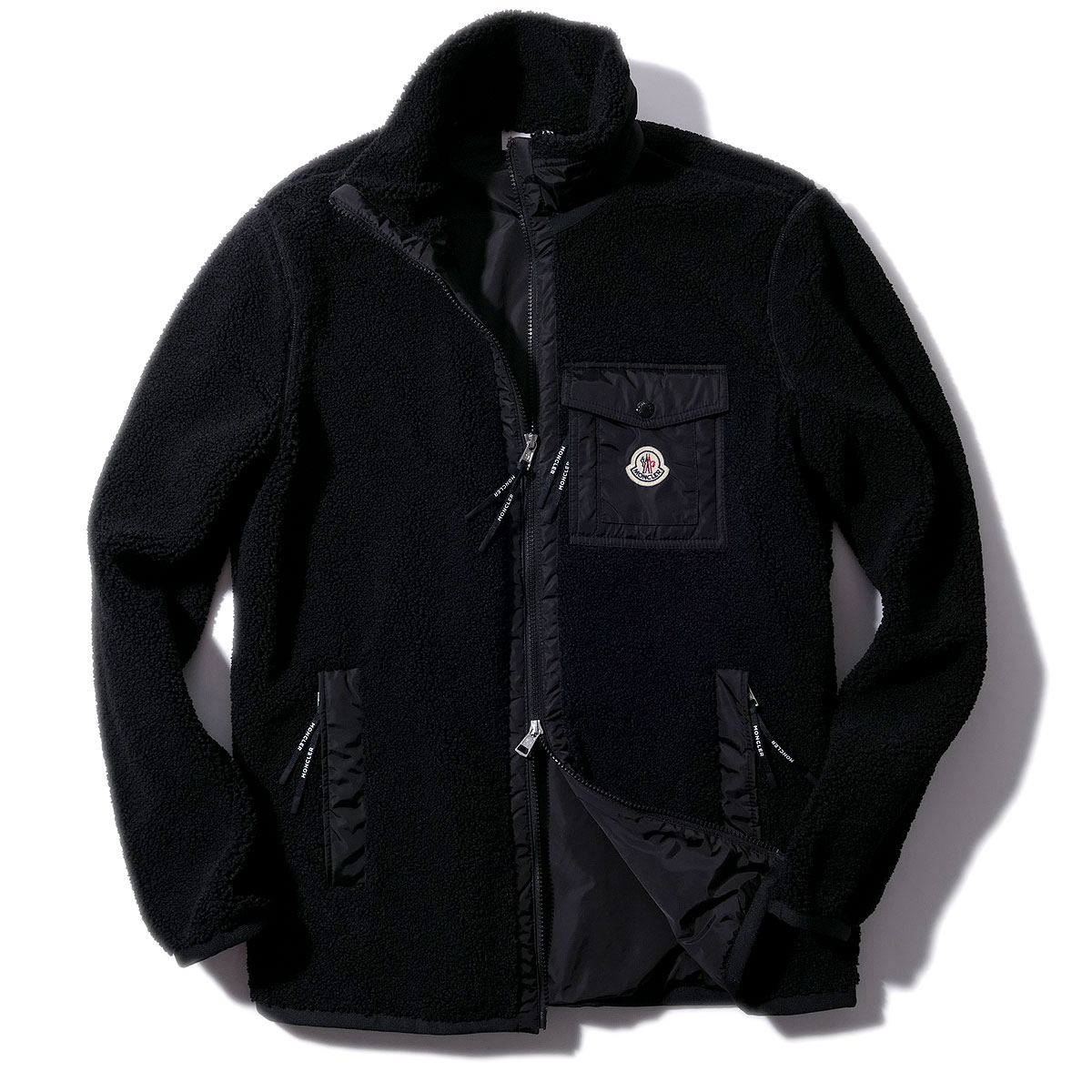 モンク線路 ジップアップ ジレー 8G00043 テディ フリース ZIP UP CARDIGAN 黒いこと MONCLER メンズ 2025AW 2025年秋冬[060310]