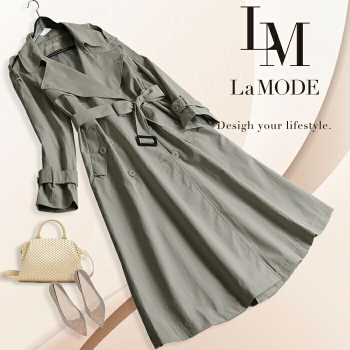 楽天市場 特別クーポン配布中 レディース トレンチコート コート カジュアル アウター ライトアウター ロング丈 代 30代 40代 50代 60代 春 夏 シンプル フェミニン 大人 可愛い 服 ファッション No 12 72 39 ｌａ ｍｏｄｅ