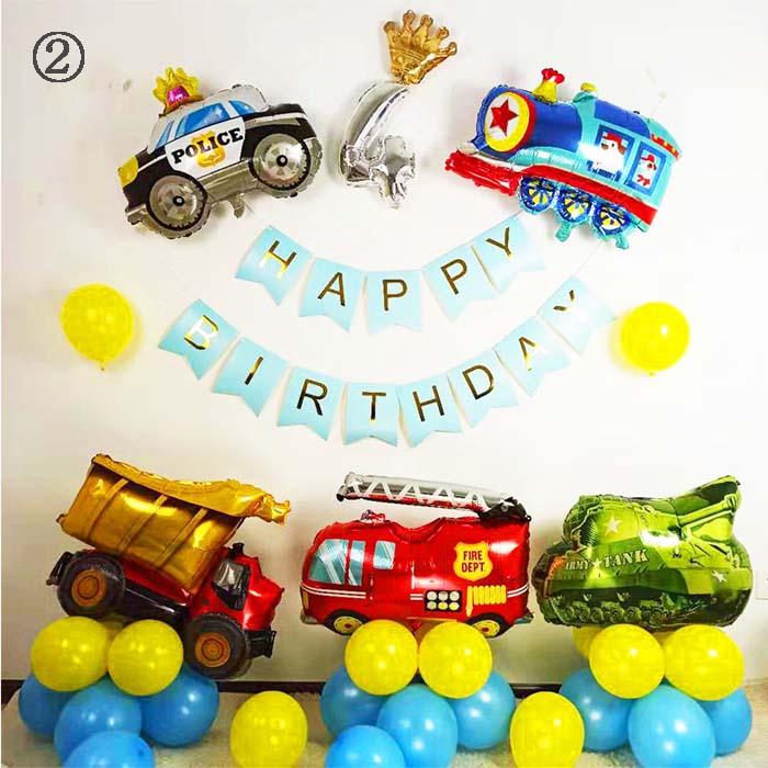 バルーン セット 飾り 飾り付け 男の子 飛行機 バースデー 装飾 消防車 誕生日 パトカー 誕生 飾りセット 戦車 バースデイ