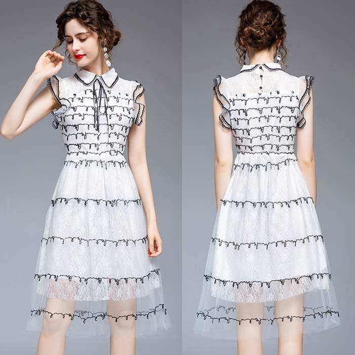 ワンピ ワン欠けら シュロの葉 フレア 犯罪者 黒いこと 白色 ホワイト 7号数 9号 11号 13号 15号 ミモレ身たけ Midi丈 ミディアム ミニ マキシ 衣 婚儀数式 遊宴 人魚 皇女 ワンピ ワンピース リボン フレアー 黒 ブラック 白 ホワイト 7号