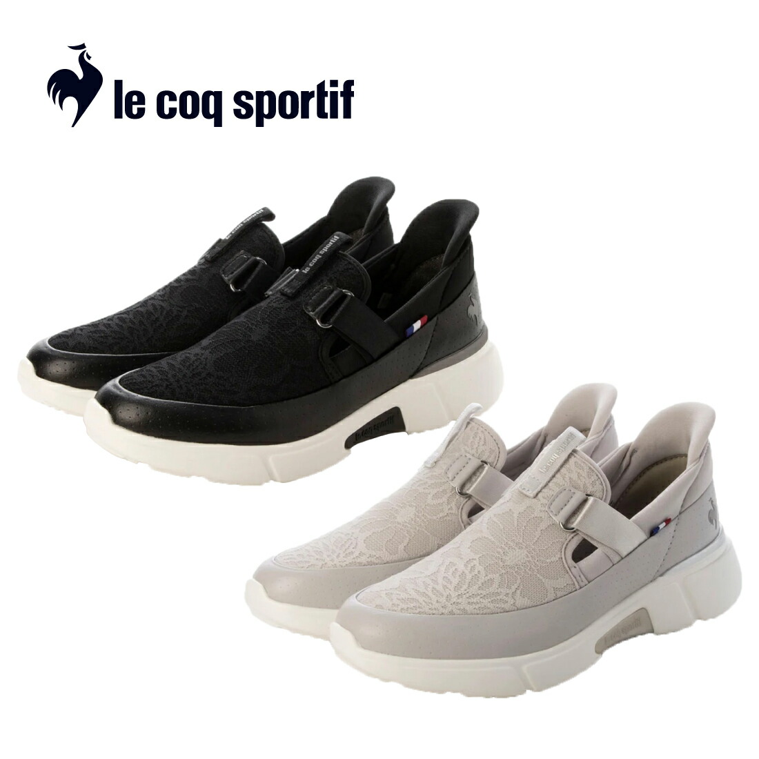 le coq sportif ルコックスポルティフ スリッポンスニーカー（LCS ロワール SP LC SI） レディース オールシーズン ブラック/グレー 22.0cm-25.0cm
