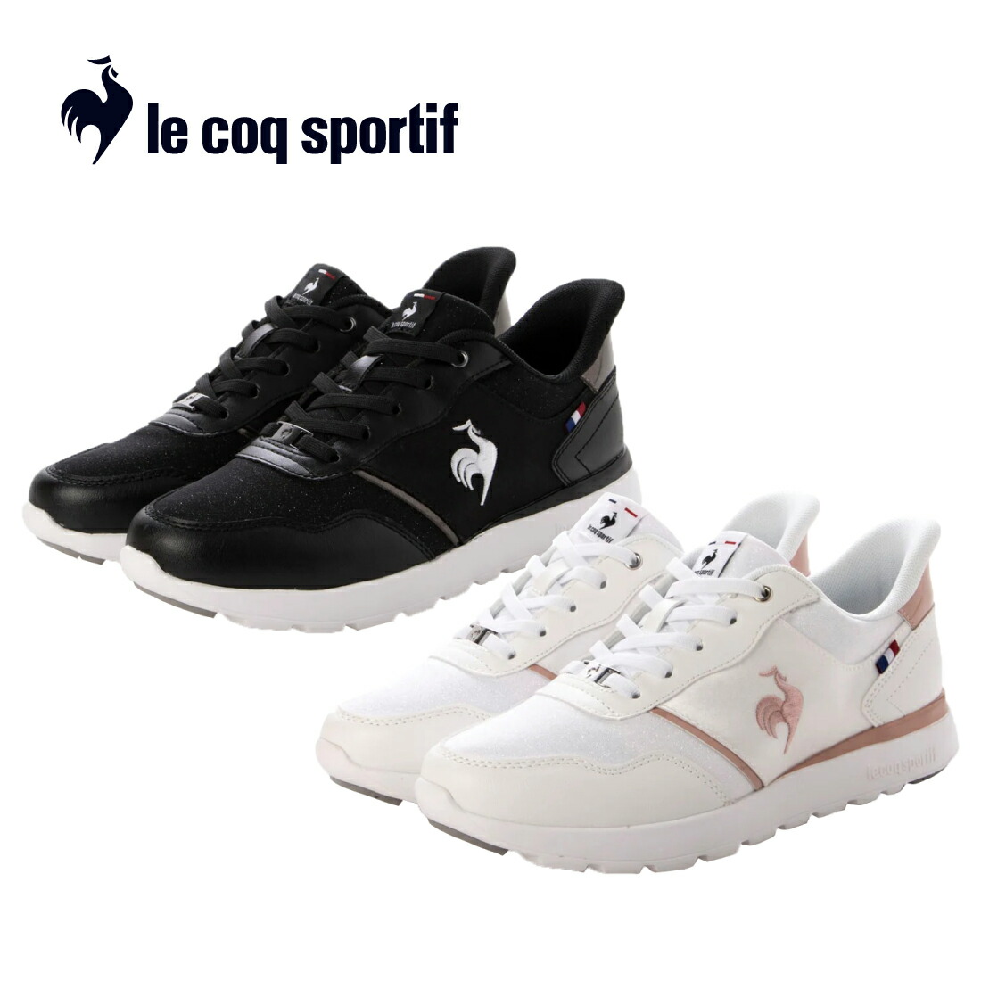 le coq sportif ルコックスポルティフ レースアップスニーカー（ラ セーヌ LM SI） レディース オールシーズン ブラック/ピンク 22.0cm-25.0cm