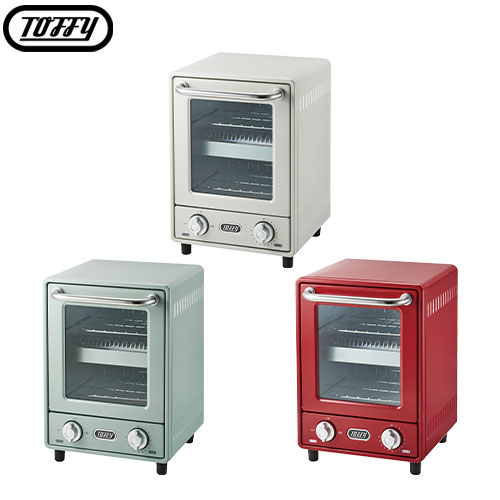 Toffy 電気トースター キッチン家電 オーブントースター パン焼き器 2段式 時短 食ぱん トースター 小型 火力調節 幅 23cm 約 高さ 33.1cm 奥行き 23.4cm 軽量 お祝い ギフト 青 白 赤 ブルー ホワイト レッド おしゃれ