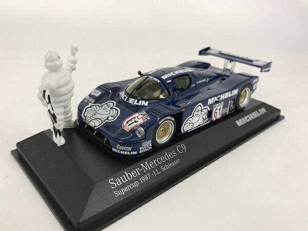 ミニチャンプス製　1/43ザウバーメルセデス C9 スーパーカップ 1987 J.L.Schlesser "MICHELIN" スタンディングフィギュア付ミニチャンプス製　43387106A｜ミニカーショップ　Modellino