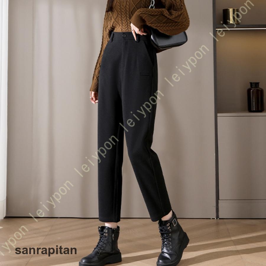 パンツ レディース 冬 ズボン ボトムス 秋冬 秋 あったか ウエストストレート ワイドシルエット 体型カバー 股上深め ハイウエスト シワになりにくい 女性用