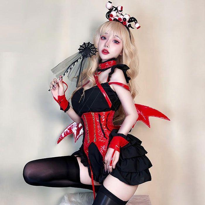 ハロウィン コスプレ レディース 小悪魔 仮装 衣装 大人 ハロウィン 衣装 巫女 魔女 コスチューム ハロウィンコスプレ ブラック 黒 ミニワンピース 悪魔 デビル