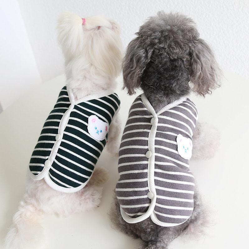 犬服 秋冬 ベスト ペット洋服 クマ柄 パーカー 猫 小型犬 ドッグウェア 背中ボタン開き おしゃれ 暖かい 可愛い お散歩 防寒