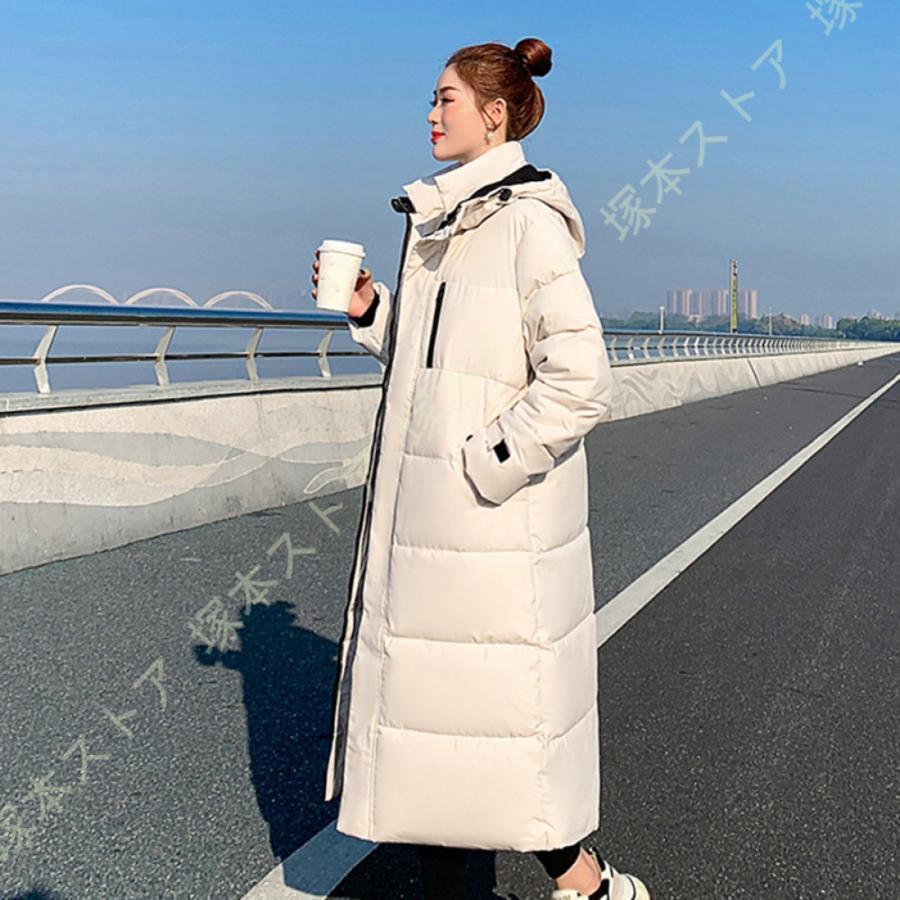 ダウンコート コート レディース 冬 ダウンジャケット ロングコート 帽子付き ポケット付き オシャレ アウター ジップ ゆったり 大きいサイズ きれいめ 前開き