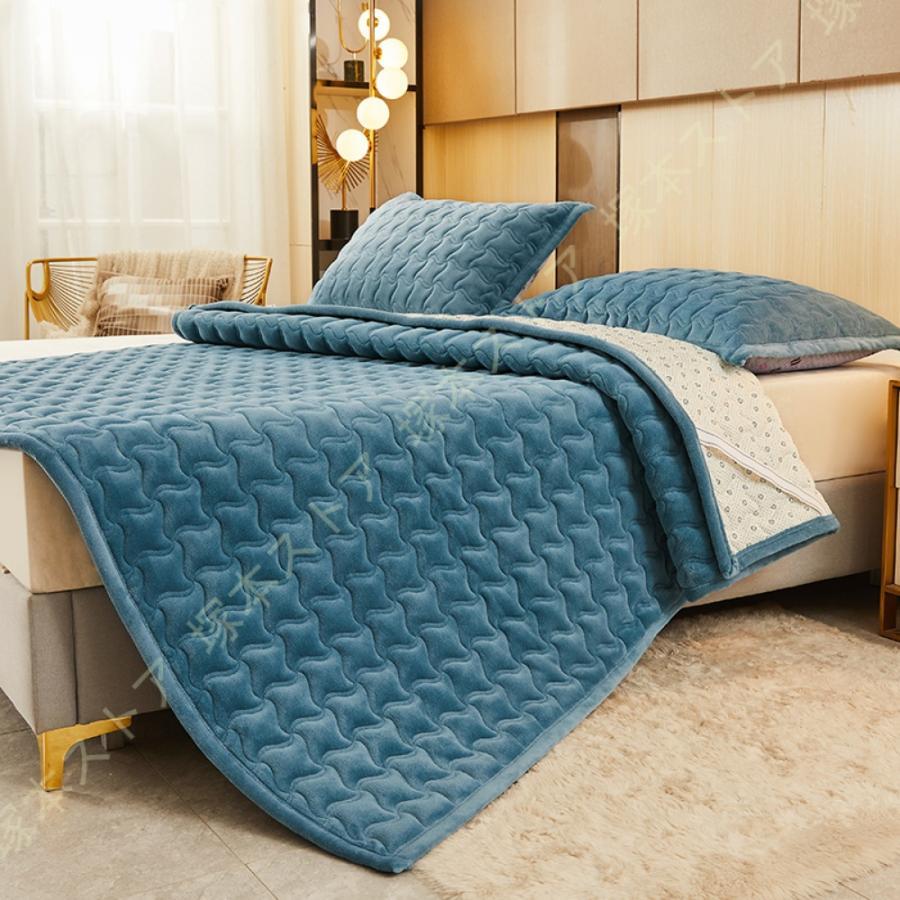 敷きパッド シングル ダブル 無地 フランネル くしゅっと 快眠寝具 丸洗い ベッドマットレス ベッドパッド 秋冬用 防臭 防ダニ 敷パッド 快適 ベッドシーツ