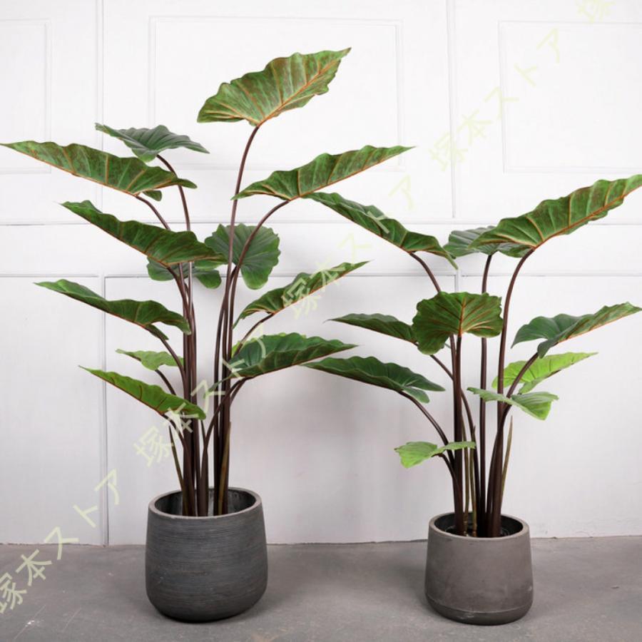 クワズイモ 観葉草木 人工 フェイクグリーン リビング 室内 執務室 一人暮らし 緑 鉢植え 室内装飾緑であること 新生きて行く 今めかしい 今めかしい 北欧 防汚 造花 観葉