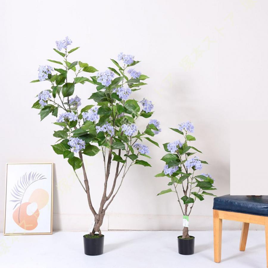 人工観葉草木 アジサイ 盆栽草木 造花かざり付ける フェイクグリーン 室内 差し上げ物 差し上げ物 室内装飾緑であること 今めかしい 儀式用 お世話不必要 水やり不必要
