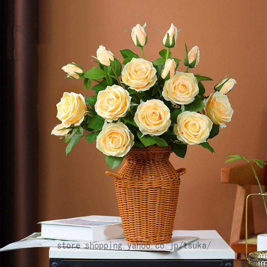 薔薇 造花 室内装飾 今めかしい サクラ色 御花申し合わせ フェイクフラワー 花立て付き添い人 部屋の入り口 お飾り 御芽出度 飾りつけ 絹花 お花 儀式用 差し上げ物 家 執務室 店
