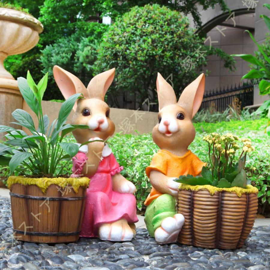 ガーデニング雑貨 飾りつけ うさぎ 兎 苑地オブジェ 飾りつけ 今めかしい 好いたらしい レジン製 雑貨 ガーデンオーナメント ガーデニング 苑地雑貨