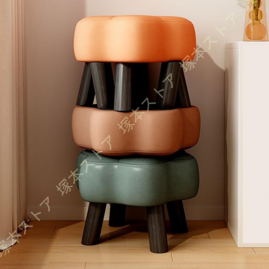 スタッキングチェア 木製 積み重ね クッション 座面直径約29&times;高さ約25cm スツール スタッキングスツール スツールチェア 椅子 玄関 リビング キッチン｜モードナチュレ店