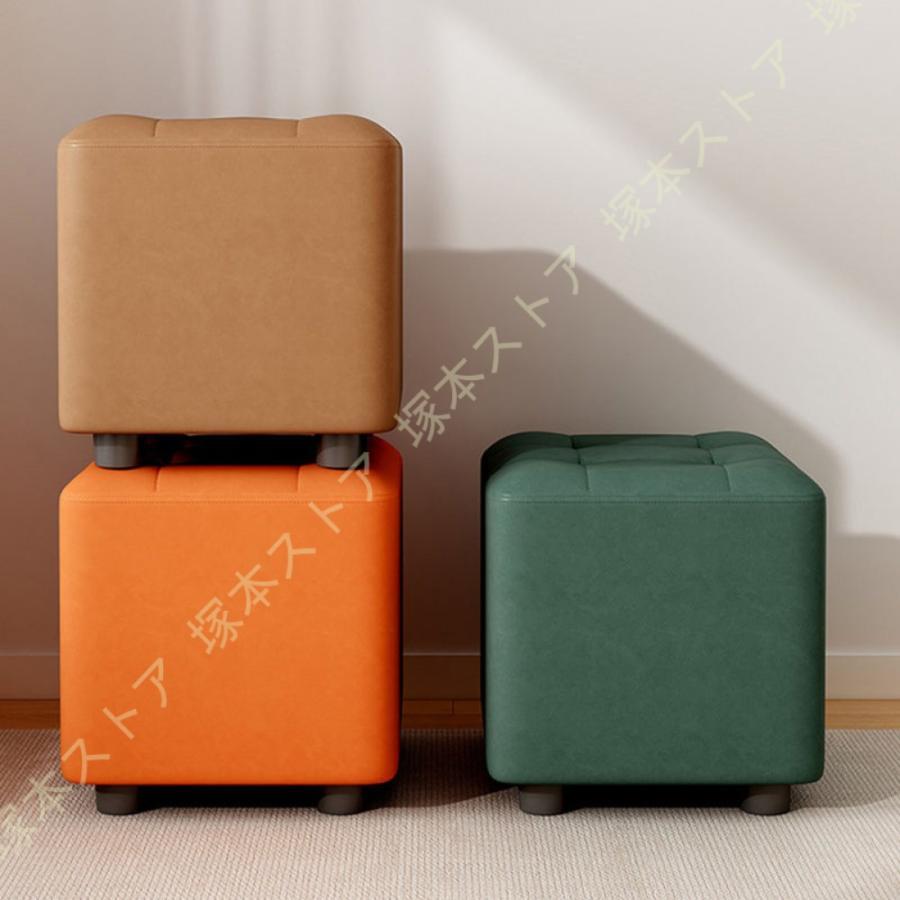 正六面体腰掛け ロース物の具 シンプルキューブ PVCなめし革 真四角腰掛け ミニ 腰掛け 低め 長椅子腰掛け 居敷き腰掛け プチスツール オットマン 足置き