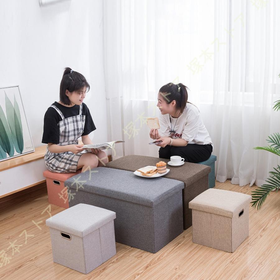 納める腰掛け オットマン 座れる納めるボックス席 記憶装置女性議長 矩形 リビング納める 取り片づける 納める長椅子 30*30*30珊 薄墨色 納める付き添い人腰掛け 納めるボックス席