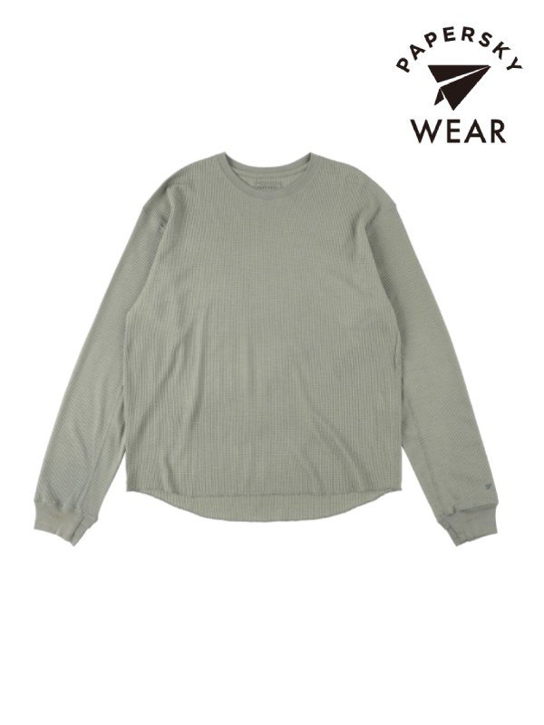 PAPERSKY WEAR ペーパースカイウェア｜MERINO WAFFLE LONG T-SHIRTS #LIGHT KHAKI [PS232018] メリノワッフル ロングティーシャツ｜TAMAYA-GROUP店