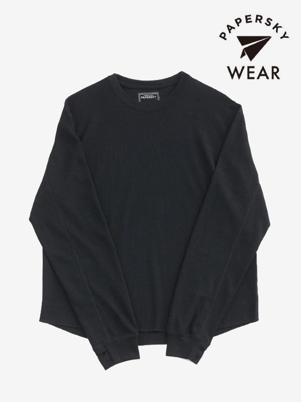 PAPERSKY WEAR ペーパースカイウェア｜MERINO WAFFLE LONG T-SHIRTS #BLACK [PS232018] メリノワッフル ロングティーシャツ｜TAMAYA-GROUP店 7,977円