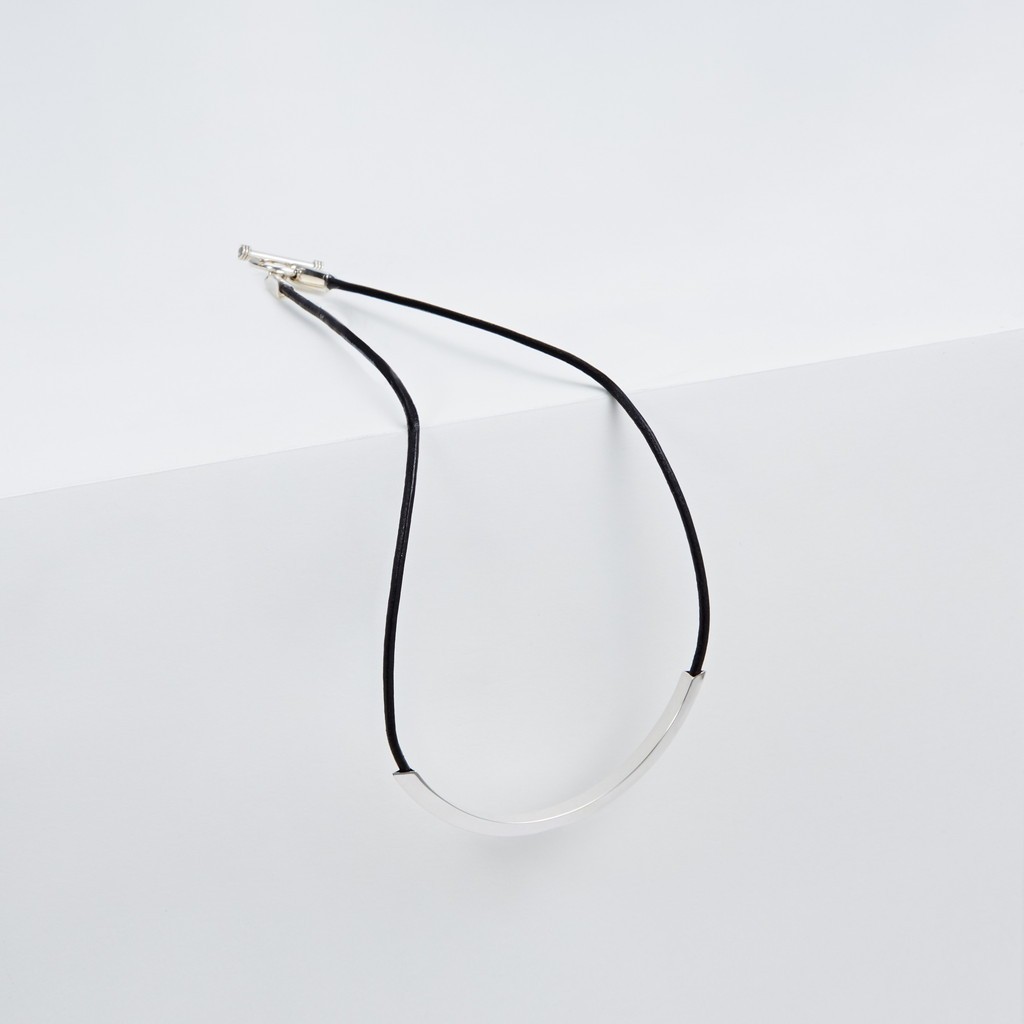 XOLO JEWELRY｜Triangle Leather Necklace #BLACK/SILVER [XOLN001-50-BLK]