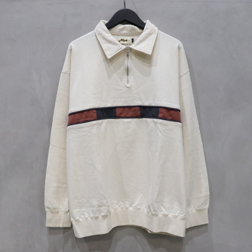Nasngwam.｜INLAY HALF ZIP SWEAT #NATURAL [C0517901]