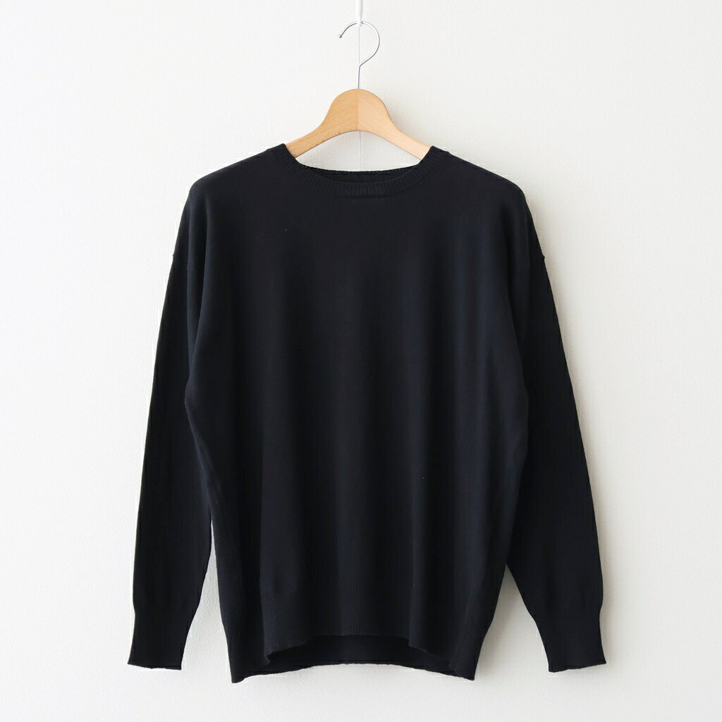 SOIL｜14GG 2PLY PLAIN STITCH COTTON/WOOL/CASHMER CREW-NECK PULLOVER #9900 BLACK [GNSL24542]｜TAMAYA-GROUP店