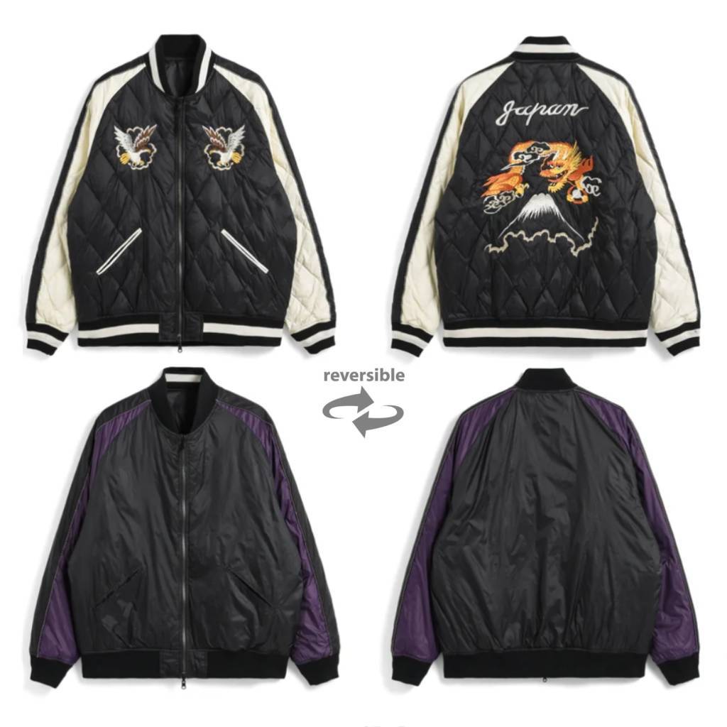 TAION｜REVERSIBLE 「SKAJAN」 DOWN JACKET #BK&times;OFF / BK&times;D.PURPLE [TAION-JK04JS-N1]｜TAMAYA-GROUP店