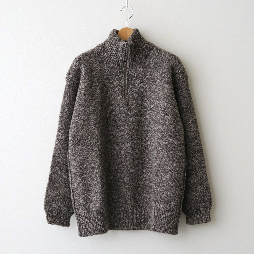 Caledoor｜British Wool Half Zip Knit Made by macalastair #Light Graphite×Gritstone [6033-1301]