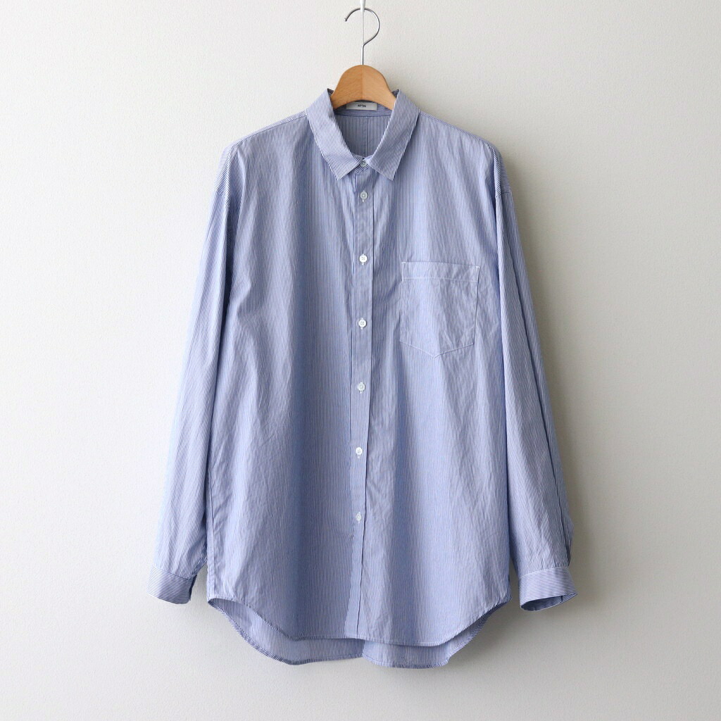 ATON｜GIZA BROAD WASHED SHIRT #NAVY STRIPE [BLAGGM1004]｜TAMAYA-GROUP店