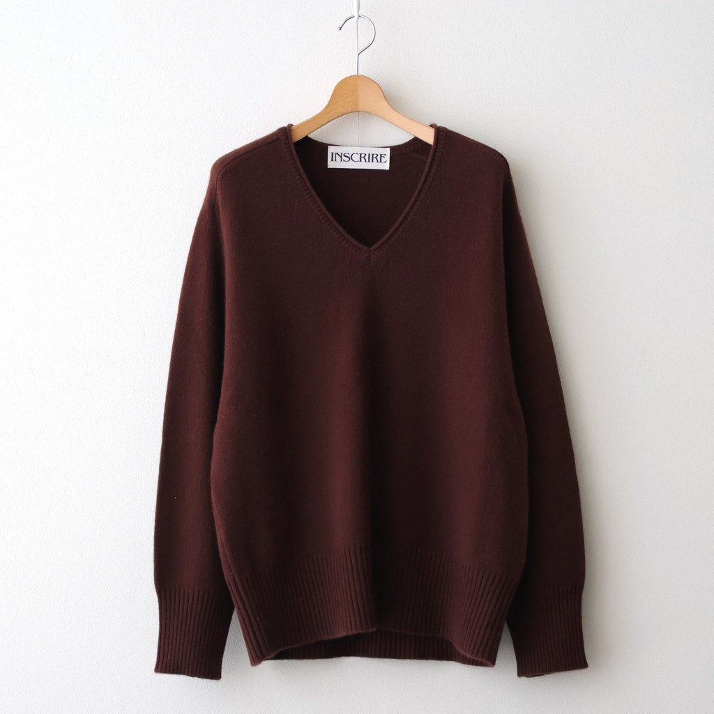 INSCRIRE｜Cashmere V Neck #BORDEAUX BROWN [I25AW-IBC63]｜TAMAYA-GROUP店