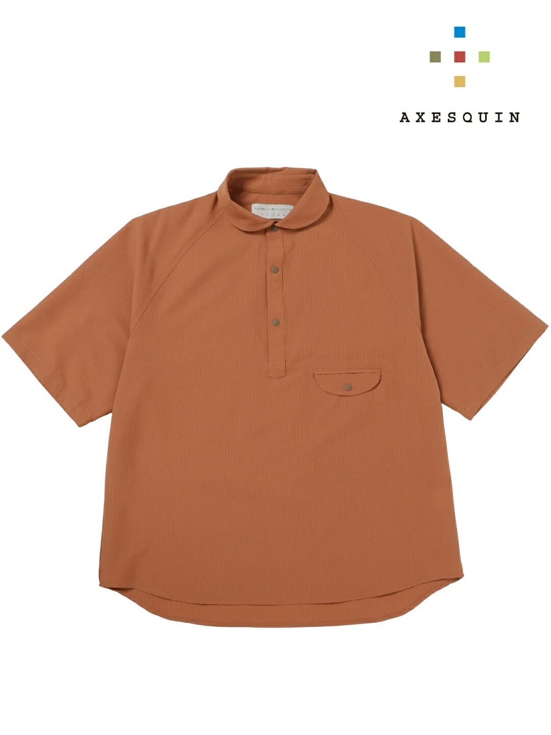 AXESQUIN アクシーズクイン｜シアサッカーの半袖ティーシャツプルオーバー #レンガイロ [21117] シアサッカーのハンソデプルオーバーシャツ