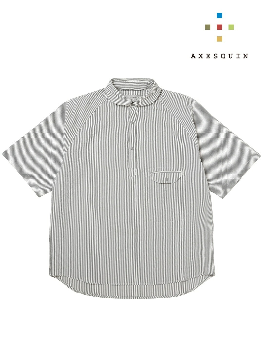 AXESQUIN アクシーズクイン｜シアサッカーの半袖ティーシャツプルオーバー #フカガワネズ [21117] シアサッカーのハンソデプルオーバーシャツ