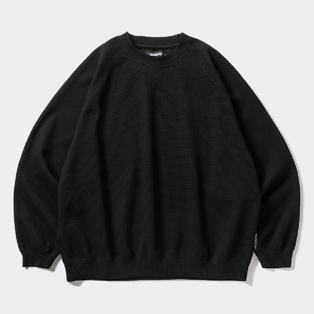 TIGHTBOOTH PRODUCTION｜WAFFLE CREW KNIT #Black [SS26-SW03]｜TAMAYA-GROUP店