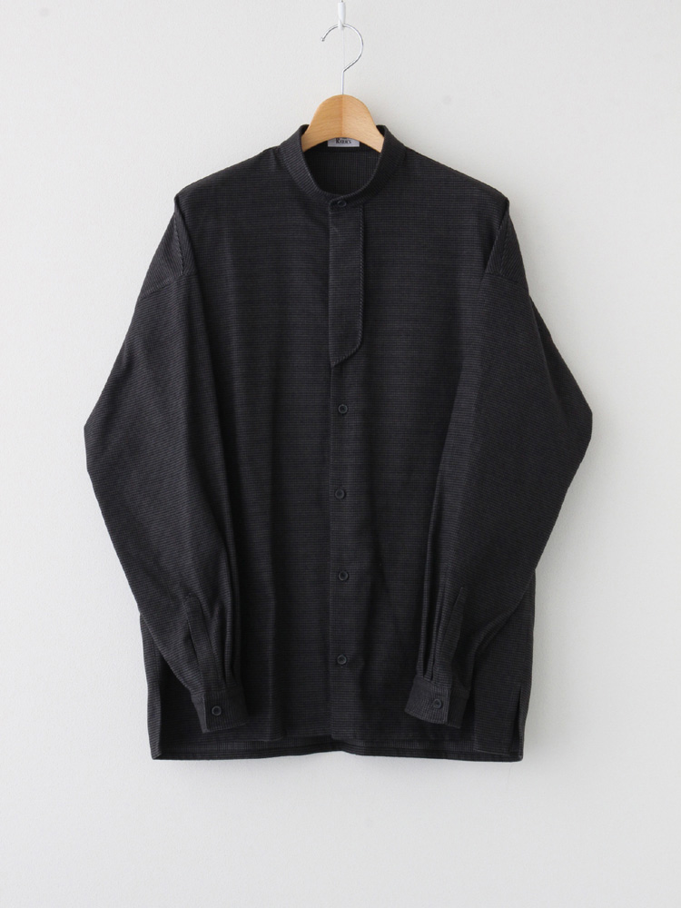 The Reracs ザ リラクス Reracs Band Collar Placket Shirts Navy Houndstooth fw Rebl 245 2 J Antaraglobal Org