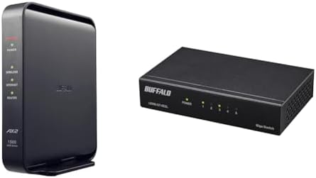 【ポイント2倍】 【クーポン付】 バッファロー WiFi ルーター 無線LAN Wi-Fi 6 11ax / 11ac AX1500 1201+300Mbps Easy Mesh WSR-1500AX2L/N + 5ポート スイッチングハブ Giga 金属筐体 簡易パッケージ 壁掛け設置対応 LSW6-GT-5ESL/NBK