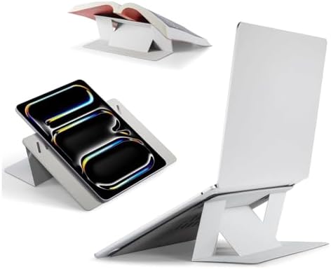 【ポイント2倍】 【クーポン付】 非粘着式 ノートPCスタンド ノートパソコンスタンド 新型 通気口付き［7インチ～14インチ］に対応 放熱性よく 薄くて丈夫 コンパクトで軽量 MOVAS/耐久強化版 (ミスティーグレー)
