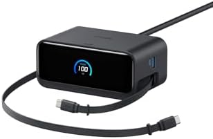 【尖んがり2倍】 【引き換え証付】 Nano Charging Station (7-インチ-1, 100W, 巻取り式 USB-C 有線テレビ) (USB水道栓 ワット数水道栓) PSE科学技術標準尺度其れ相応MacBook iPad iPhone Galaxy Android 黒いこと