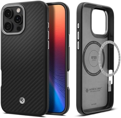 【ポイント2倍】 【クーポン付】 17年社歴の技術力Spigen iPhone 16 Pro ケース MagSafe対応 マグネット搭載 マット 米軍MIL規格 エンツォ・アラミド・マグフィット ACS08151 (ブラック・シルバー)｜モデラート ガジェットショップ 10,868円