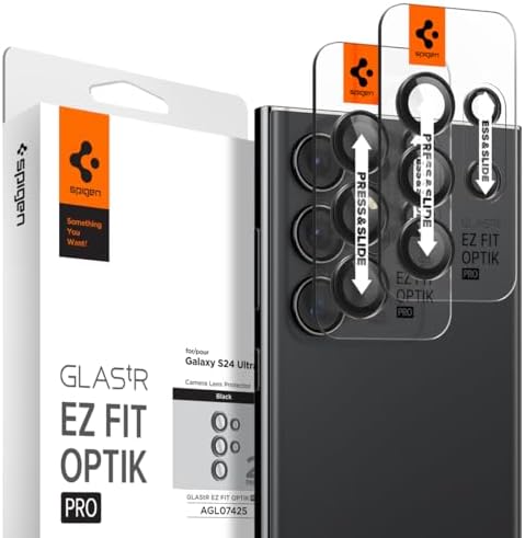 【ポイント2倍】 【クーポン付】 Spigen EZ Fit Optik Pro Galaxy S24 Ultra 用 カメラフィルム 貼り付けキット付き ギャラクシー S24 Ultra 対応 レンズ保護フィルム ブラック 2セット