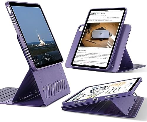 【ポイント2倍】 【クーポン付】 ESR iPad Air 第5世代 ケース 2022 調整可能な縦/横置きケース iPad Air 第4世代 ケース 2020 10.9インチ 頑丈な保護 取り外し可能なマグネットカバー リフトアップ画面 9つのスタンド角度 Shiftシリーズ パープル 送料無料