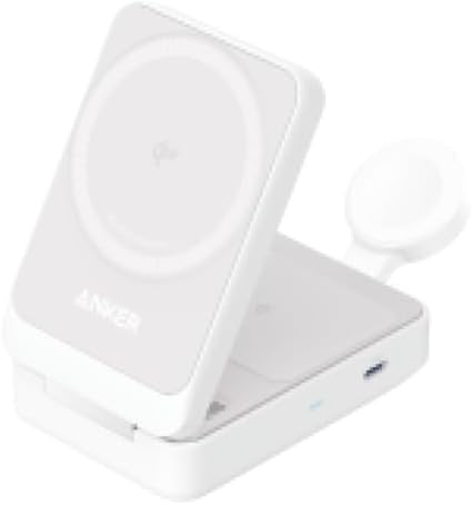 【ポイント2倍】 【クーポン付】 Anker MagGo Wireless Charging Station (Foldable 3-in-1) マグネット式 3-in-1 ワイヤレス充電ステーション/ワイヤレス出力/Apple Watchホルダー付 MagSafe対応 iPhone 15 / 14 / 13 ホワイト