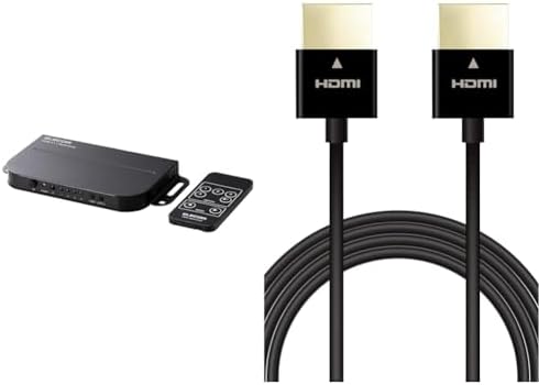 【200円引クーポン券付】+HDMIケーブルセットエレコム HDMI4画面取りわける機 マルチビューワー 2K60サイクル(1920×1080) 4インプット1最終生産物 DH-SW2KMV41BK \u0026エレコム HDMI 有線テレビ 極細 ハイスピード 2m 百貨店か細い 4K・2K HIGH SPEED with ETHERNET公証済み黒 ECDH-固定ディスク14SS20BK