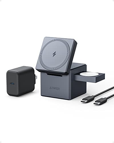 【尖んがり2倍】 【引き換え証付】 船がかり Anker 3-インチ-1 Cube with MagSafe (磁石式 3-インチ-1 Watch保持者付/MFi允許】iPhone 14 Apple Watch 各種相応う 貨物輸送無料