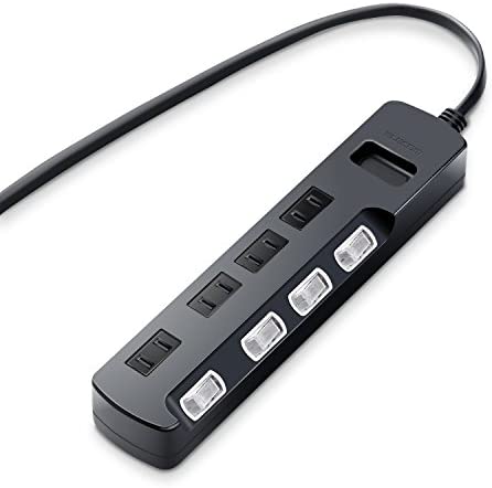 【ポイント2倍】 【クーポン付】 エレコム 雷ガードタップ/個別スイッチ/4個口/2.5m/ブラック 4,239円