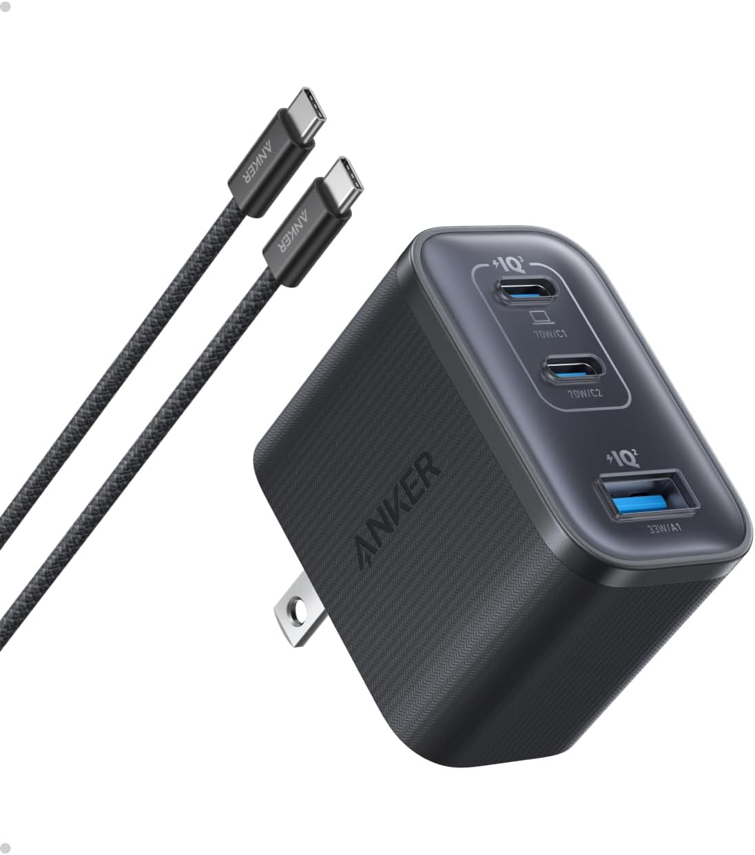 【尖んがり2倍】 【引き換え証付】Anker Nano Charger (70W, 3 Ports) with USB-C \u0026 USB-C 有線テレビ 黒いこと 貨物輸送無料