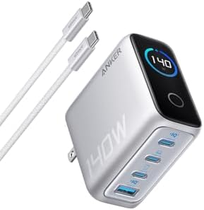 【尖んがり2倍】 【引き換え証付】 Charger (140W, 4 Ports) with USB-C \u0026 USB-C 有線テレビ しろがね色PSE科学技術標準尺度其れ相応/折りたたみ式繋ぎiPhone 17 MacBook PD相応うWindows