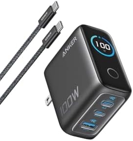【尖んがり2倍】 【引き換え証付】 Charger (100W, 3 Ports) with USB-C \u0026 USB-C有線テレビ 暗然たる薄墨色