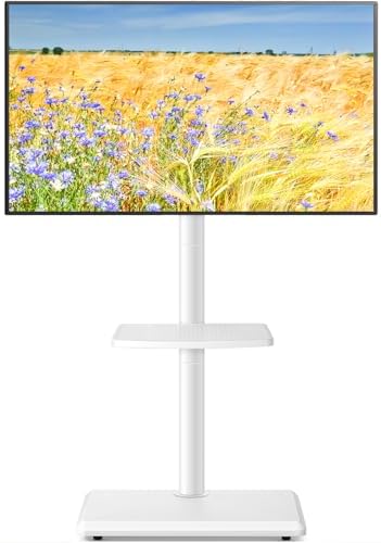 【ポイント2倍】 【クーポン付】 テレビスタンド ハイタイプ tvスタンド 27~60インチ対応 壁寄せ テレビ台 VESA/横100~400mm/縦100~400mm 木製台座 耐荷重40 kg 高さ調整可能 左右回転35 家用 会社用 (ホワイト)
