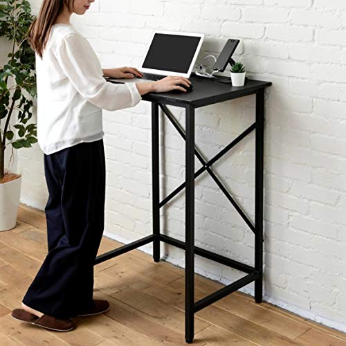 (スタンディングデスク) 耐荷重60kg 2口コンセント アジャスター付き 幅70×奥行48×高さ101cm