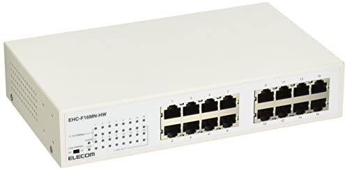 【ポイント2倍】 【クーポン付】 エレコム スイッチングハブ 16ポート 10/100Mbps 金属筺体 電源内蔵 19型ラック取付金具付き 送料無料